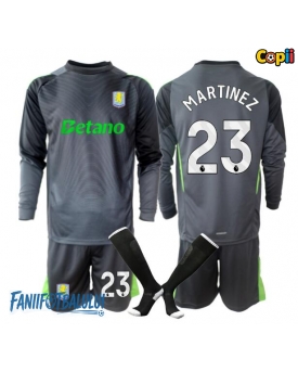 Aston Villa Emiliano Martinez #23 Portarii Echipament de Fotbal Replică 2025-26 Copii Acasa Mâneci Lungi (+ Șorturi)